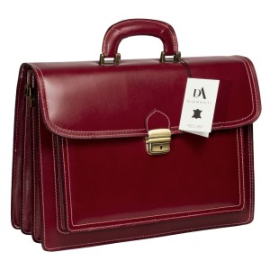 Servieta din piele naturala DiAmanti Viterbo Rosu Inchis